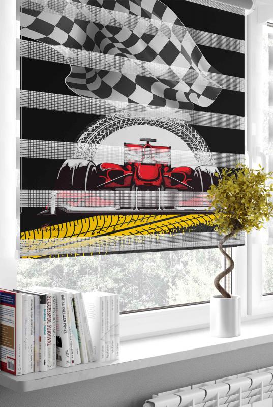 HV316S Yarış Arabalı Siyah Zebra Perde