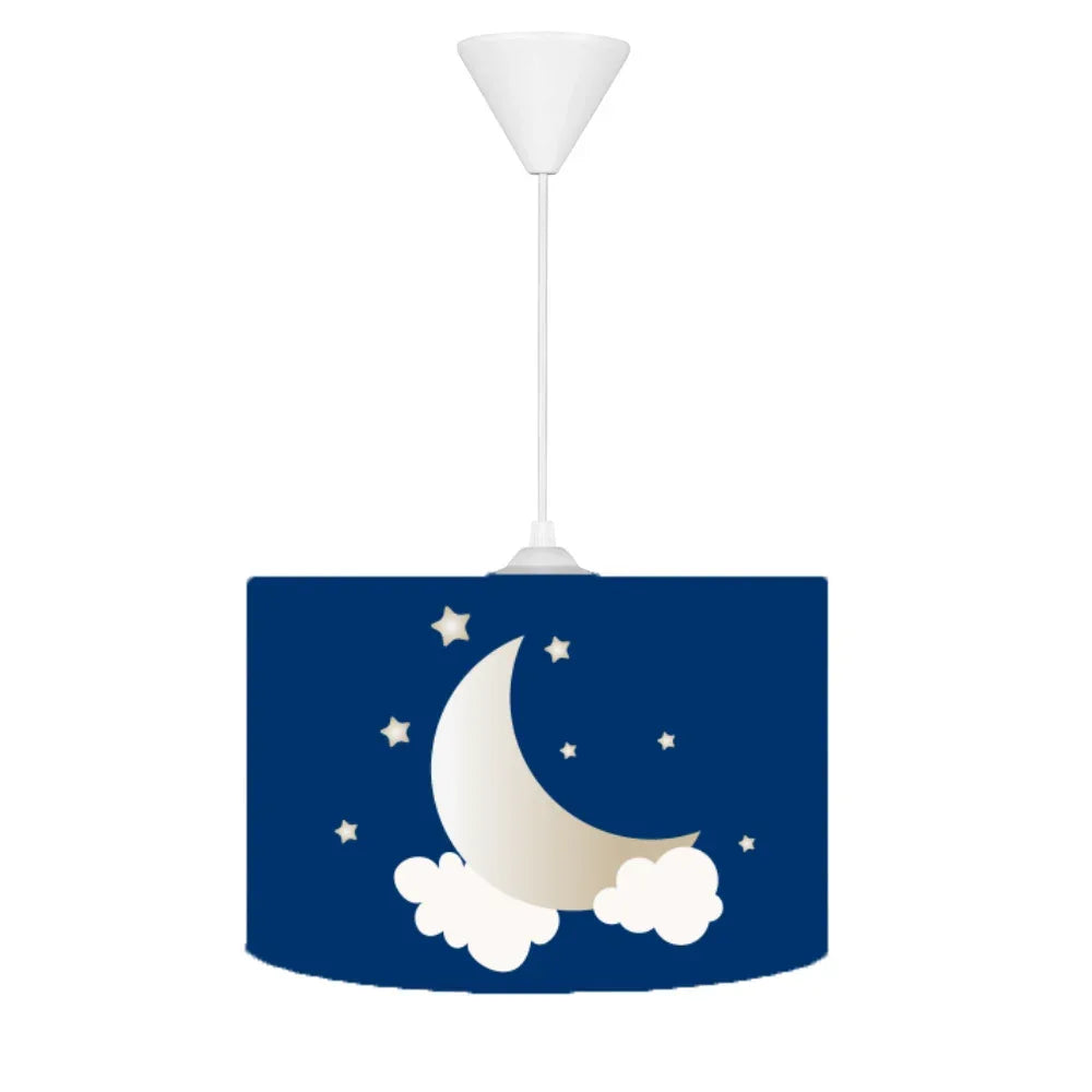 HV323L Ay Yıldız Bulutlar Lacivert Çocuk Odası Sarkıt Avize - HALI VAGONU