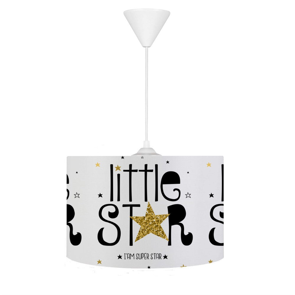 HV333B Little Star Yıldızlı Beyaz Odası Sarkıt Avize - Şık ve modern tasarım, 30cm çapında, kolay temizlenebilir tay tüyü kumaş kaplama ile!