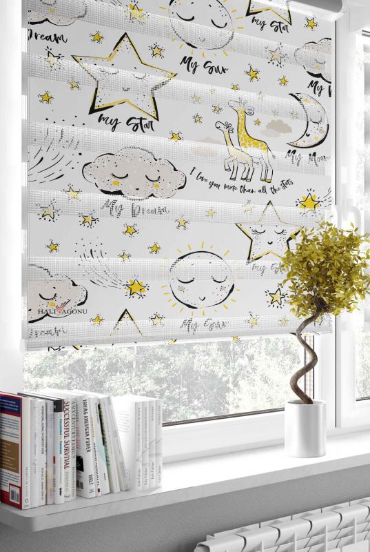 HV346 Sevimli Gökyüzü Zebra Perde