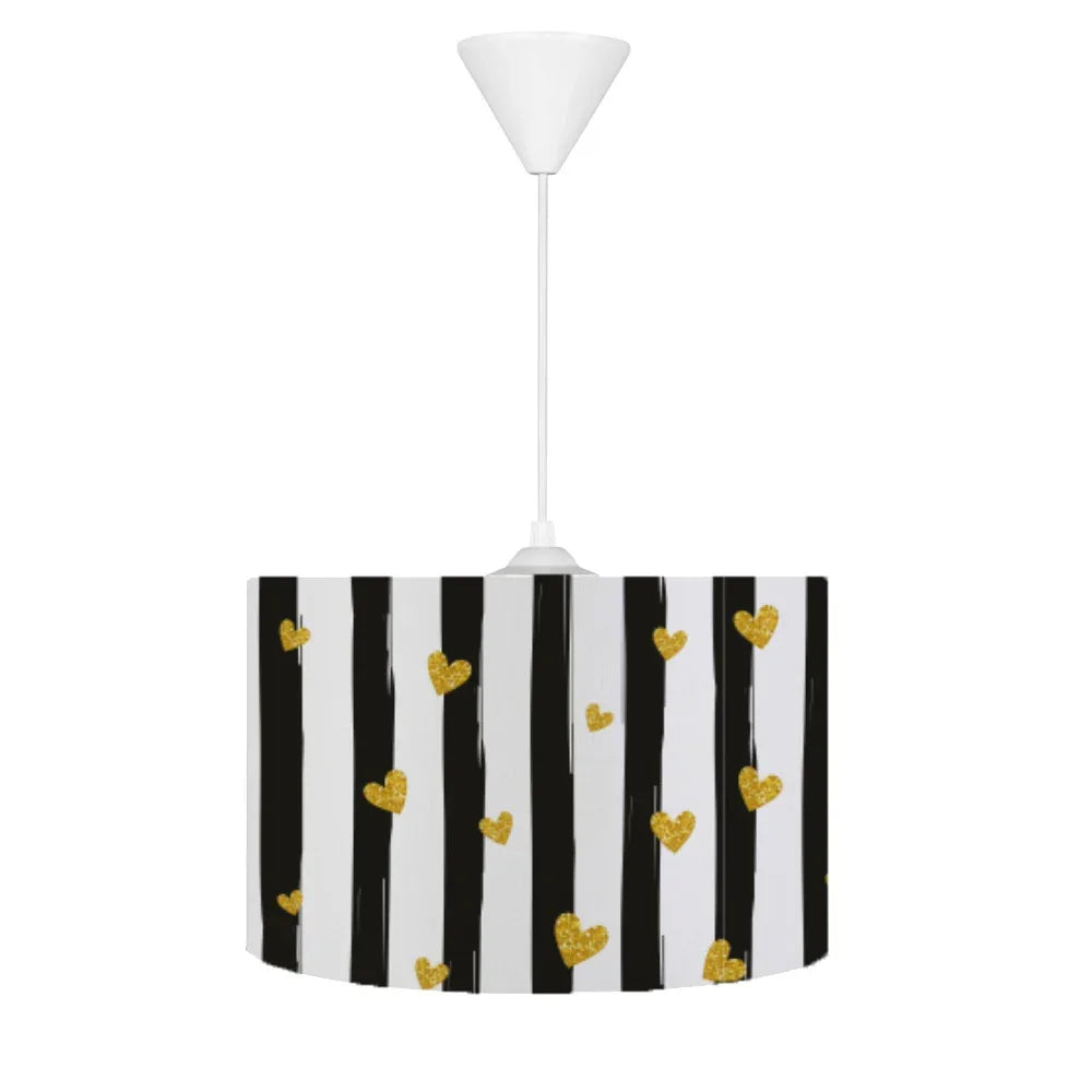 HV350A Altın Kalpli Siyah Beyaz Çocuk Odası Sarkıt Avize - HALI VAGONU