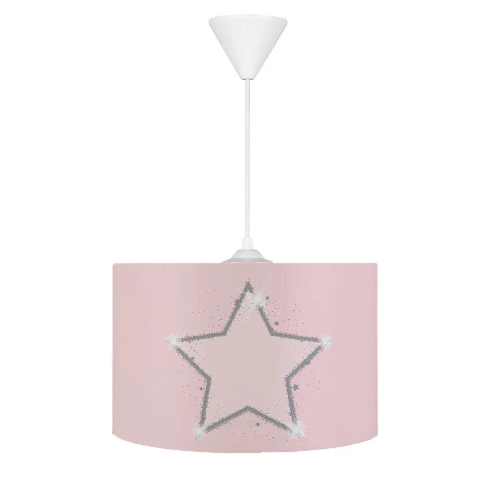 HV372 Gri Yıldızlı Pembe Çocuk Odası Sarkıt Avize - HALI VAGONU