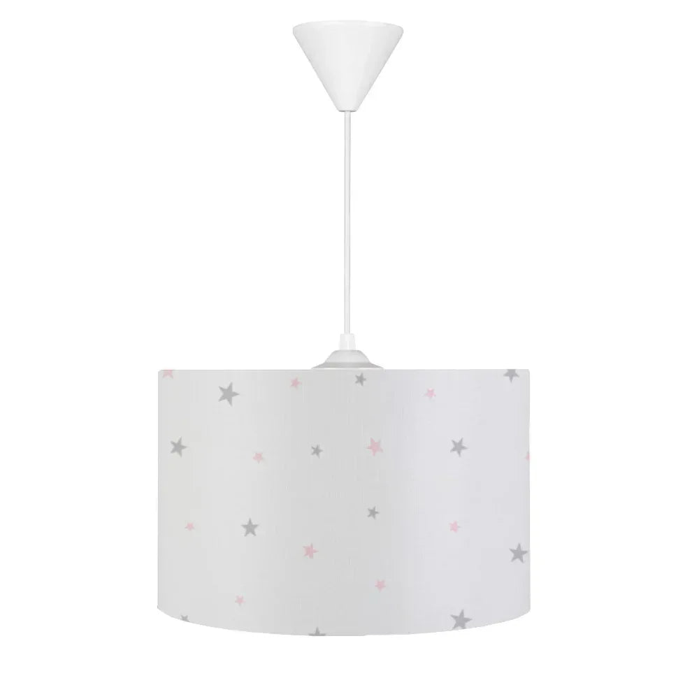 HV376 Pembe Gri Yıldızlı Beyaz Çocuk Odası Sarkıt Avize - HALI VAGONU