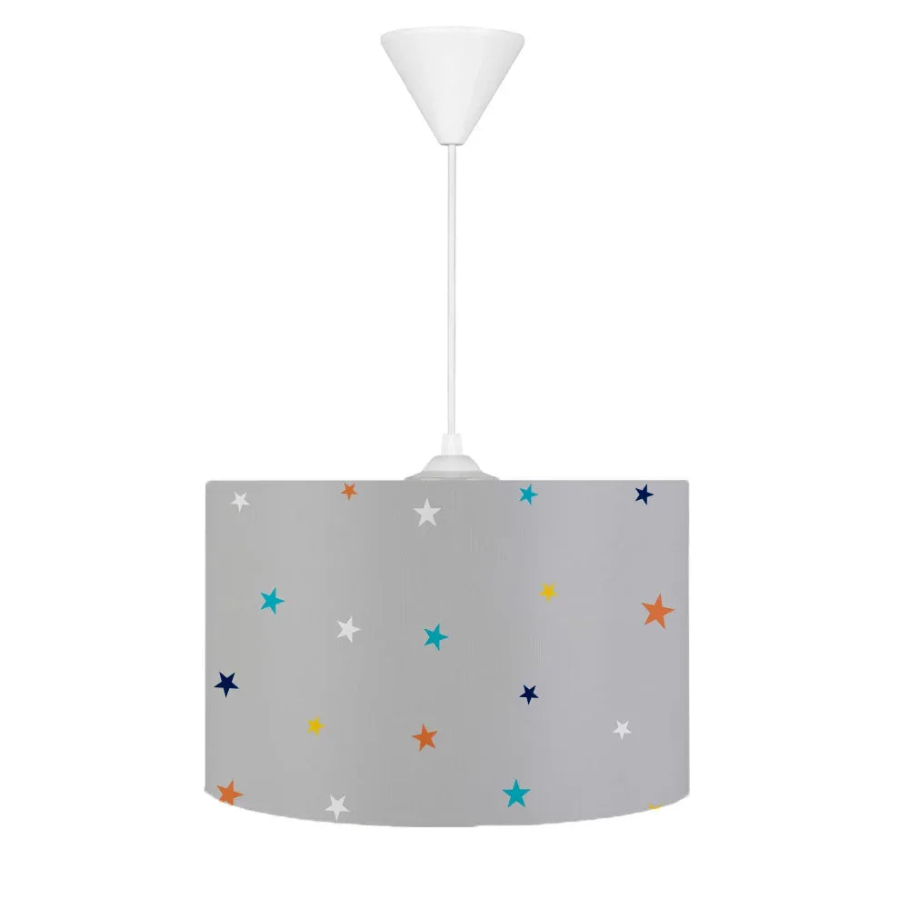 HV379 Renkli Yıldızlı Açık Gri Erkek Çocuk Odası Sarkıt Avize - HALI VAGONU