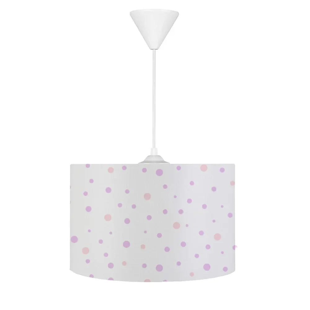 HV387 Lila Pembe Puantiyeli Beyaz Çocuk Odası Sarkıt Avize - HALI VAGONU