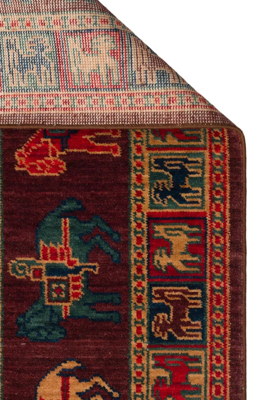 Kadim KDM 08 Violet Vintage Anadolu Motiflerine Sahip Yeni Zellanda Yünü ile Üretilen El Emeği Yüksek Kara Tezgah Halısı - HALI VAGONU