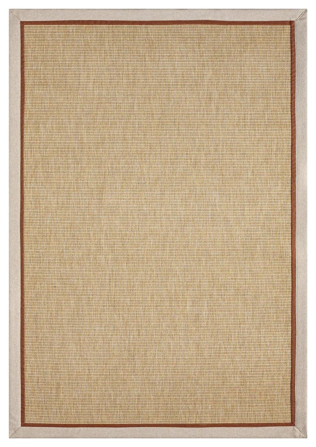 Krem Terracotta Çift Renk Kumaş Bordürlü Sisal Halı - El Yapımı, Dayanıklı, Modern Tasarım - HVHB12 - HALI VAGONU