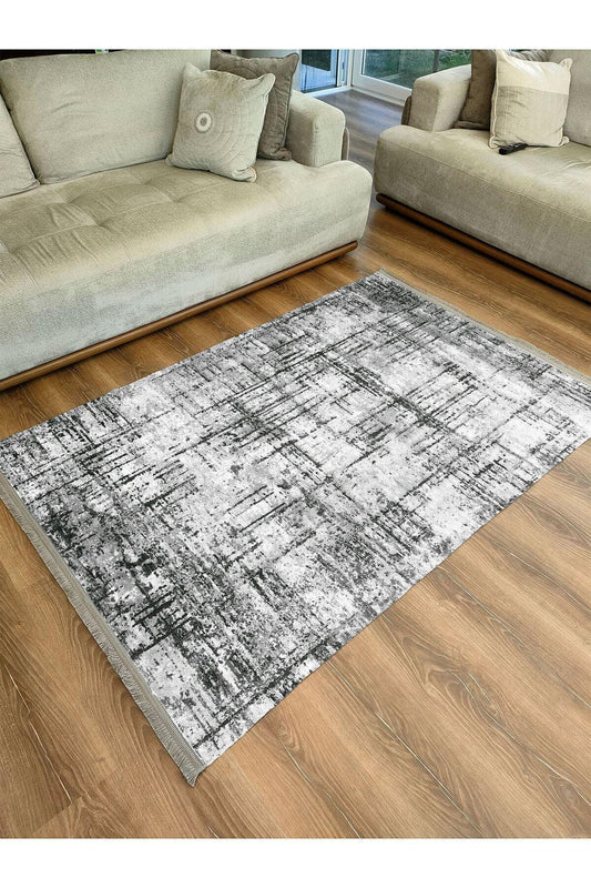 mars halı gri Tonunda dekoratif kilim Salon Halısı Peluş Halı Saçaklı Yıkanabilen Halı - HALI VAGONU