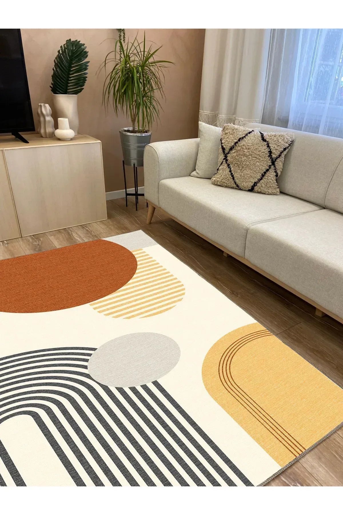 Modern Stil soyut halı kilim bej halı iskandinav halı salon halısı peluş halı Yıkanabilen Halı - HALI VAGONU