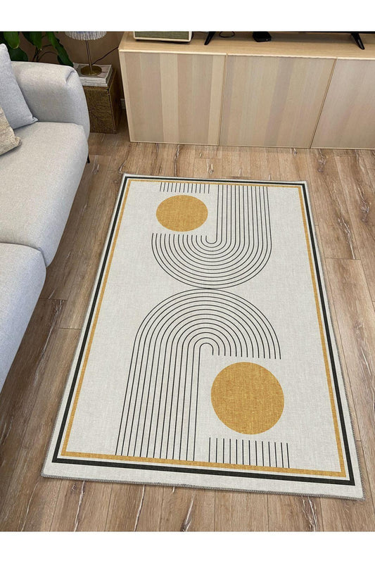 Modern Stil soyut halı kilim bej halı iskandinav halı salon halısı peluş halı Yıkanabilen Halı - HALI VAGONU