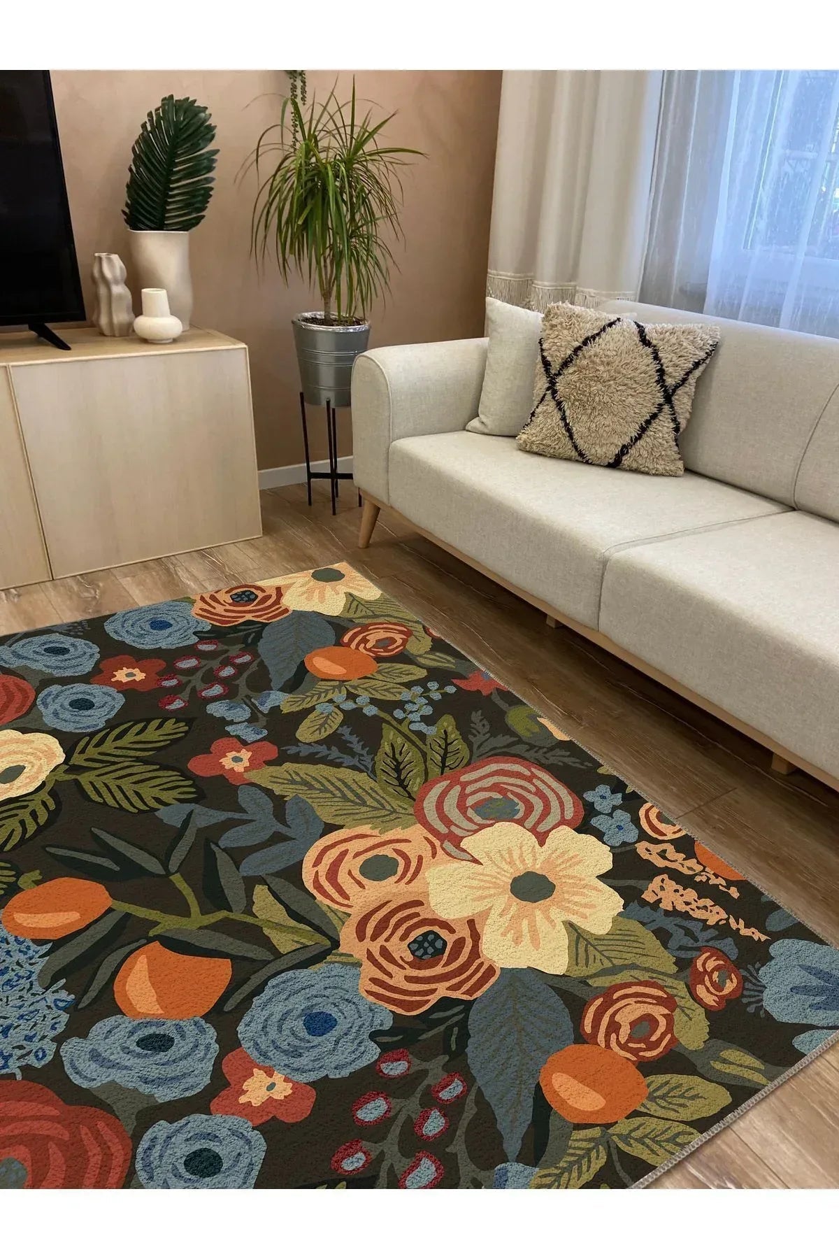 Modern Stil Yeşil Tonlarında iskandinav halı ve kilim Salon halısı Peluş halı Yıkanabilen Halı - HALI VAGONU