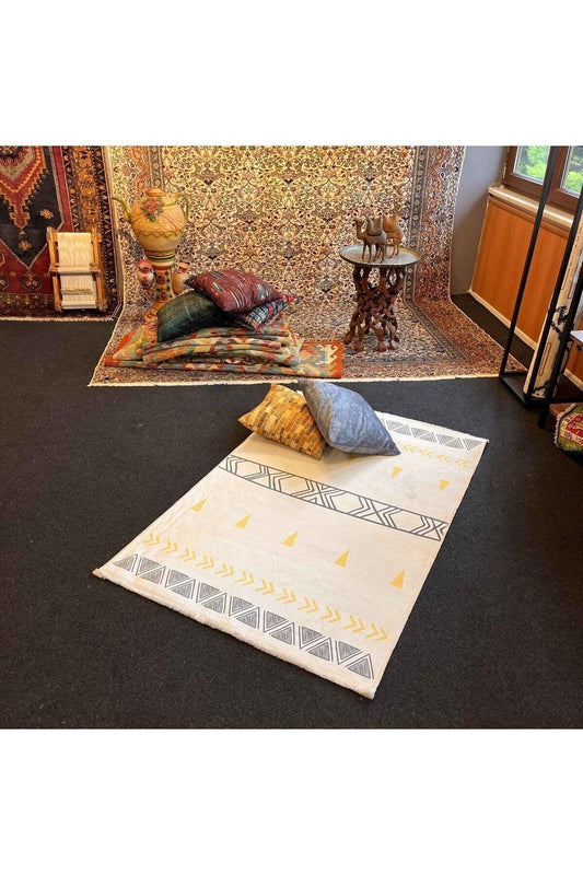Yumuşak Dokulu Bambu Soft Kilim - İskandinav Saçaklı Dijital Baskı HV - SK - 202 - HALI VAGONU