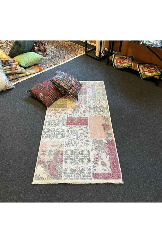 Yumuşak Dokulu Bambu Soft Kilim - Patchwork Saçaklı Dijital Baskı HV - SK - K9 - HALI VAGONU