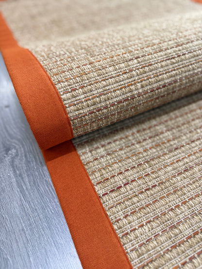 Zahara 01 Naturel Terra  - P64-01 Turuncu Kumaş Bordürlü Sisal Halı - HVZB50