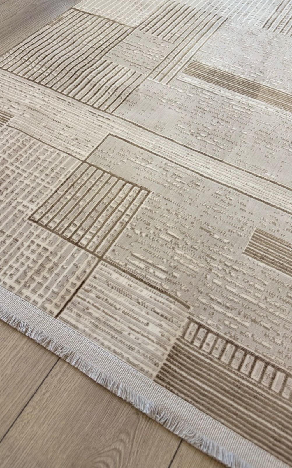 Halı Vagonu Zen Koleksiyonu ZEN02 Kahve Bej İnce Yıkanabilir Kaymaz Tabanlı Makine Halısı