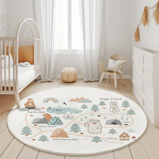 Yumuşak Çocuk Halısı HV109 Orman Macerası – Kaymaz Taban, Yıkanabilir, 3 Farklı Kalite Seçeneği - HALI VAGONU