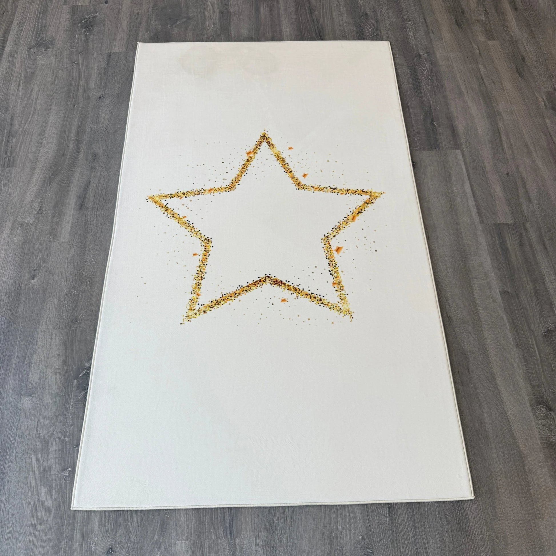 100x175 - 11mm Deri Taban Gold Yıldızlı Çocuk Halısı - (Hafif Lekesi var) - HALI VAGONU