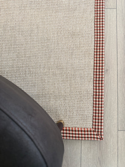 Himalaya 664 Krem Kumaş Bordürlü Sisal Halı - Ayazma06 Bordür - HVHB41