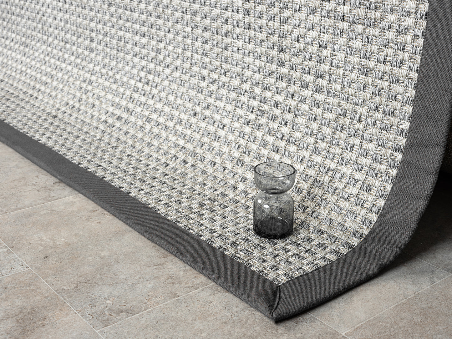 Himalaya Antrasit Kumaş Bordürlü 667 Gri Sisal Halı - HVHB14