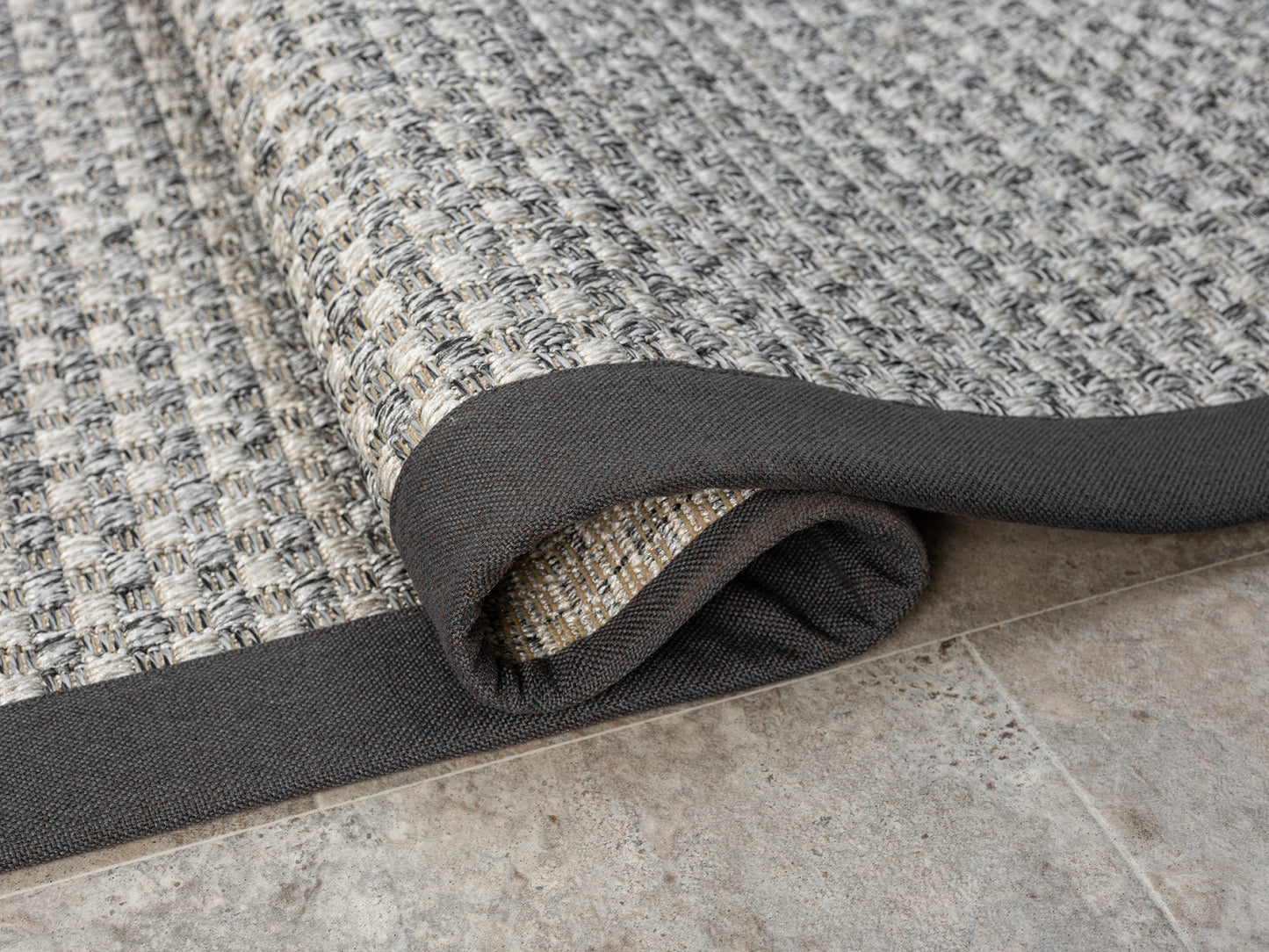 Himalaya Antrasit Kumaş Bordürlü 667 Gri Sisal Halı - HVHB14