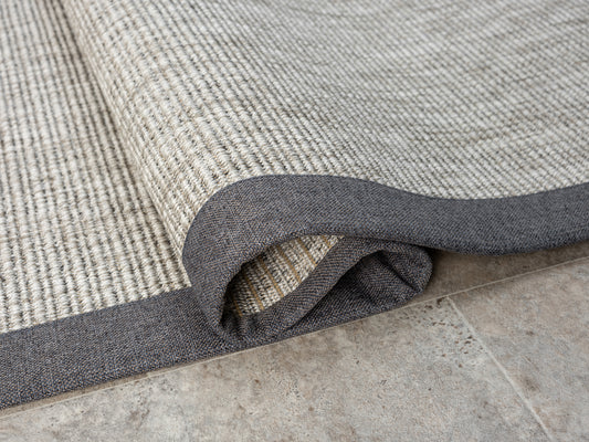 Himalaya Gri Kumaş Bordürlü 663 Gri Sisal Halı - HVHB15