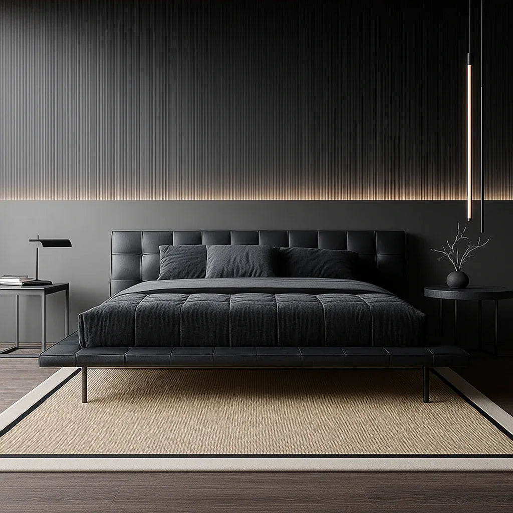 Himalaya Krem Siyah Çift Renk Kumaş Bordürlü 664 Krem Sisal Halı - El Yapımı, Dayanıklı, Modern Tasarım - HVHB26 - HALI VAGONU