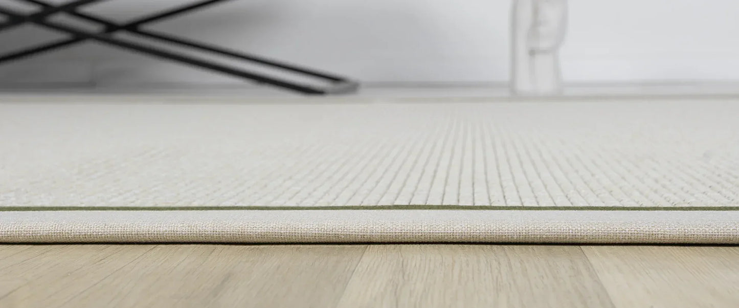 Krem Yeşil Çift Renk Kumaş Bordürlü Sisal Halı - El Yapımı, Dayanıklı, Modern Tasarım - HVHB10 - HALI VAGONU