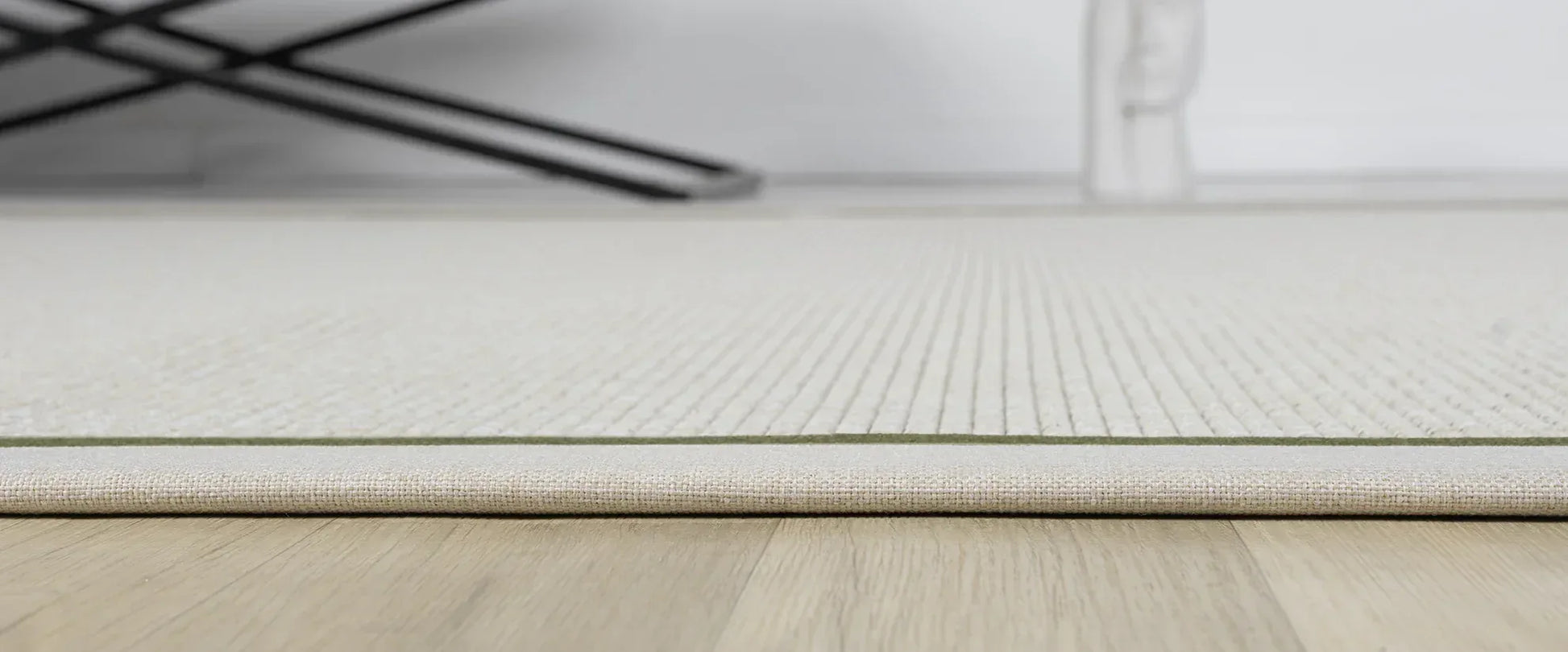 Krem Yeşil Çift Renk Kumaş Bordürlü Sisal Halı - El Yapımı, Dayanıklı, Modern Tasarım - HVHB10 - HALI VAGONU