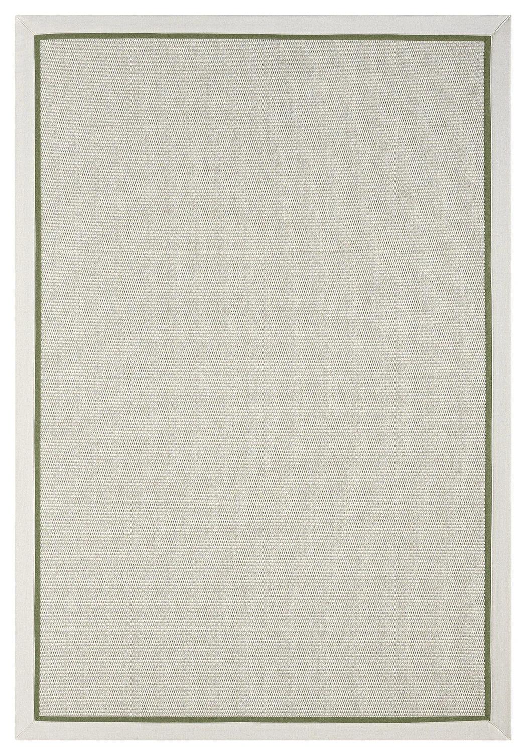 Krem Yeşil Çift Renk Kumaş Bordürlü Sisal Halı - El Yapımı, Dayanıklı, Modern Tasarım - HVHB10 - HALI VAGONU