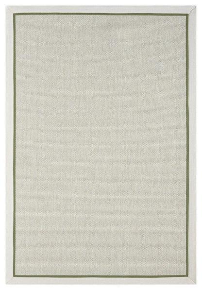 Krem Yeşil Çift Renk Kumaş Bordürlü Sisal Halı - El Yapımı, Dayanıklı, Modern Tasarım - HVHB10 - HALI VAGONU