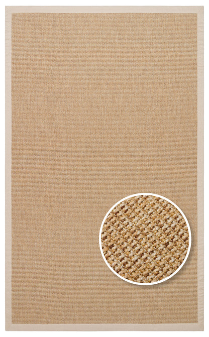 Krem Kumaş Bordürlü Bej Gold Sisal Halı - El Yapımı, Dayanıklı, Modern Tasarım - ZHR_2702_Gold_BRD_Beige