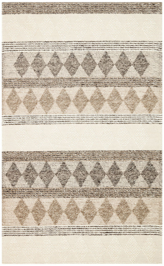 JADE JD 01 GREY Naturel Kazak Örgü Desenli El Dokuma Örgü Halı