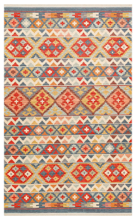 NOMAD 02 AQUA Yıkanabilir, Çift Taraflı Kullanıma Uygun Yumuşak Tuşeli Otantik Kilim