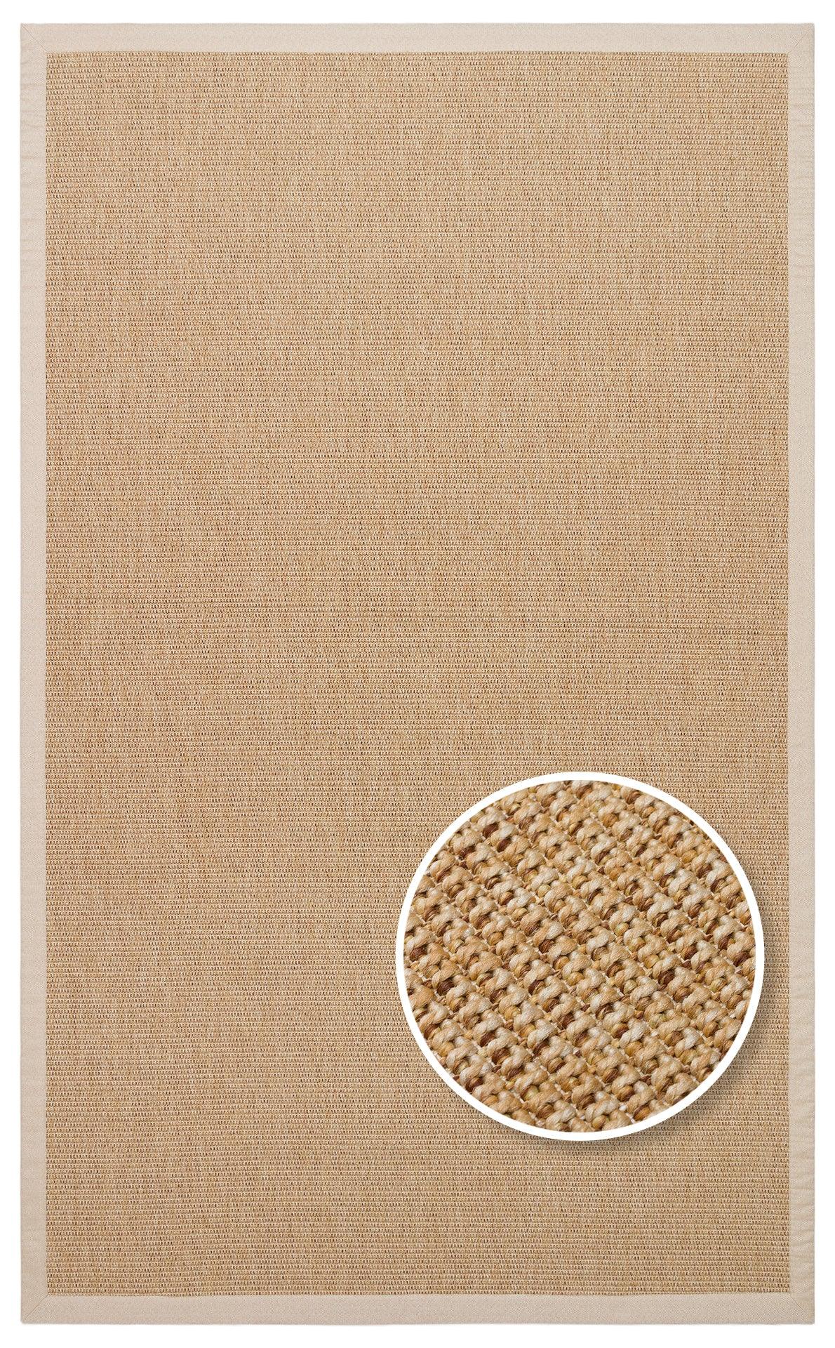 Krem Kumaş Bordürlü Bej Gold Sisal Halı - El Yapımı, Dayanıklı, Modern Tasarım - ZHR_2702_Gold_BRD_Beige - HALI VAGONU