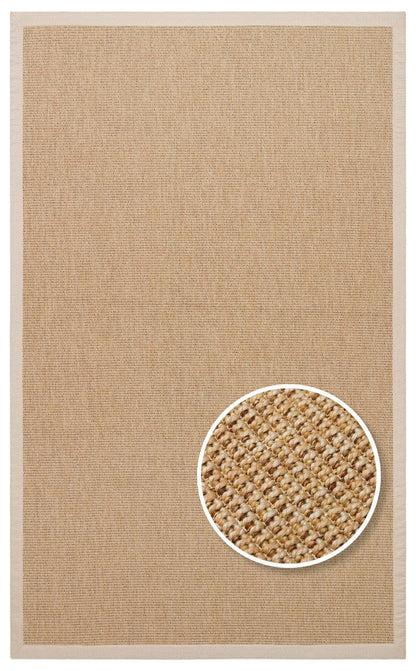 Krem Kumaş Bordürlü Bej Gold Sisal Halı - El Yapımı, Dayanıklı, Modern Tasarım - ZHR_2702_Gold_BRD_Beige - HALI VAGONU