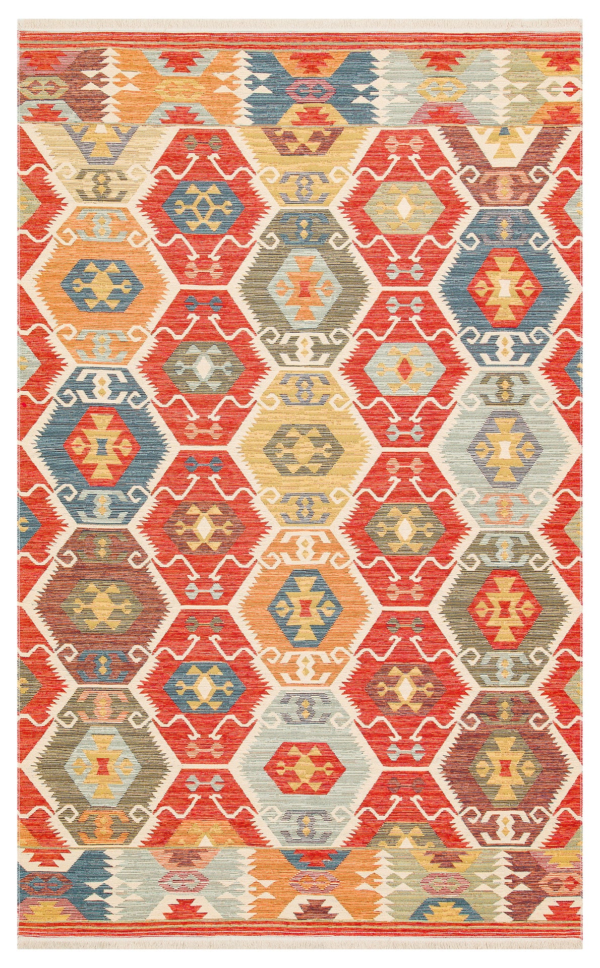 NOMAD 06 RED Yıkanabilir, Çift Taraflı Kullanıma Uygun Yumuşak Tuşeli Otantik Kilim
