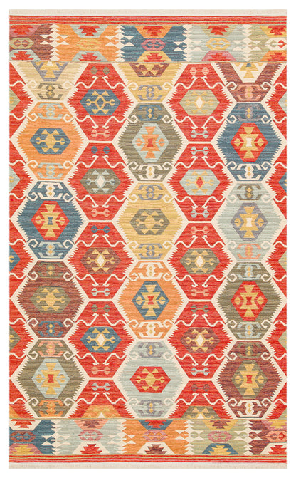 NOMAD 06 RED Yıkanabilir, Çift Taraflı Kullanıma Uygun Yumuşak Tuşeli Otantik Kilim