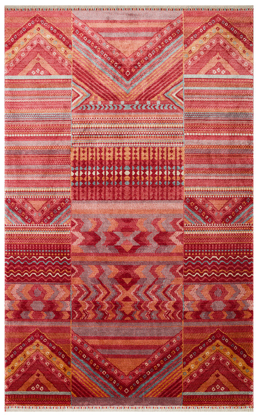 ZARA ZR 18 RED MULTY Otantik Desenli El Emeği İle Özel Tezgahlarda Üretilen Modern Uşak Halısı