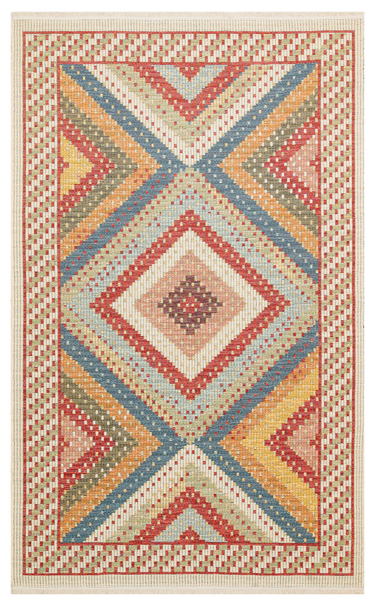 NOMAD 10 RED Yıkanabilir, Çift Taraflı Kullanıma Uygun Yumuşak Tuşeli Otantik Kilim