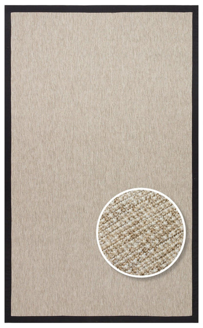 Siyah Kumaş Bordürlü Bej Sisal Halı - El Yapımı, Dayanıklı, Modern Tasarım - ZHR_2703_L.Beige_BRD_Black - HALI VAGONU