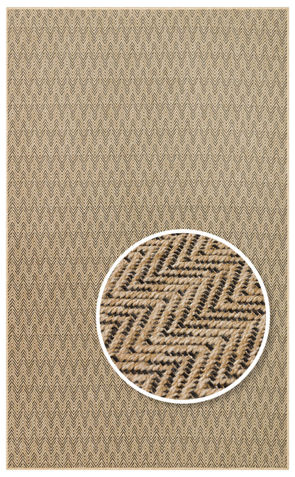 Halı Vagonu Zahara ZHR 02 Natural Black Sisal Halı, iç ve dış mekan kullanımına uygun, hav vermeyen ve kolay temizlenebilir.