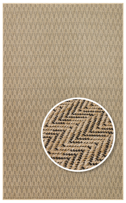 Halı Vagonu Zahara ZHR 02 Natural Black Sisal Halı, iç ve dış mekan kullanımına uygun, hav vermeyen ve kolay temizlenebilir.