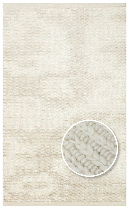 JADE JD 07 WHİTE Naturel Kazak Örgü Desenli El Dokuma Örgü Halı