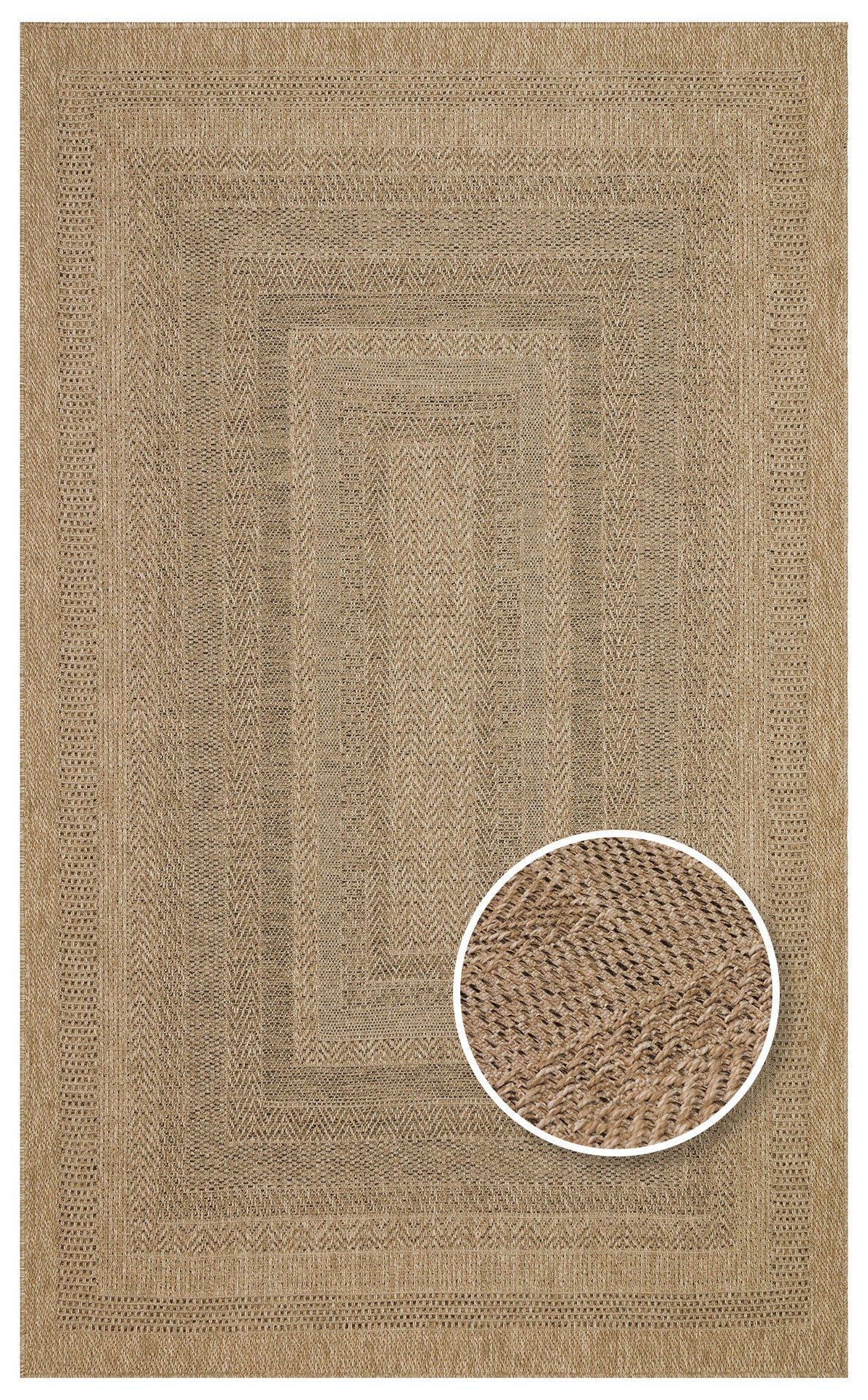 Halı Vagonu Lalibela LLB02 NATURAL güneş ışığı ve suya dayanıklı jüt görünümlü sisal halı, ev dekorasyonu için ideal.