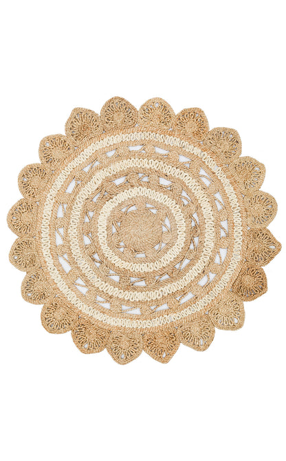 SOLO CA-105 Natural White XW Yuvarlak veya Oval El Dokuma Naturel Jüt Hasır Halı