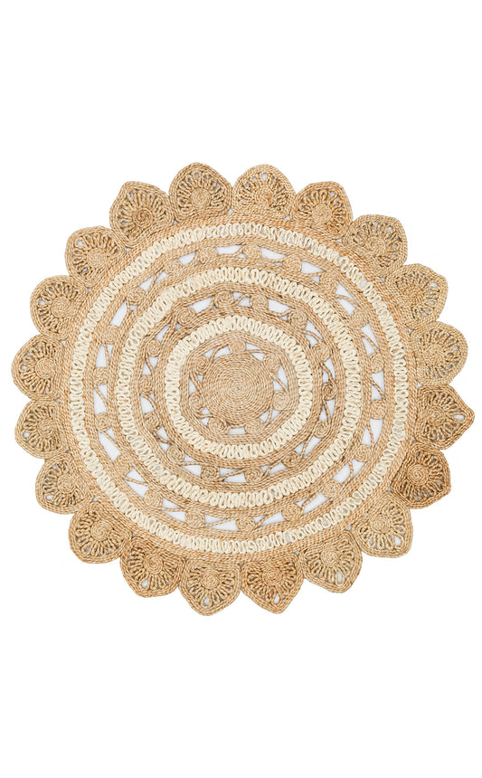 SOLO CA-105 Natural White XW Yuvarlak veya Oval El Dokuma Naturel Jüt Hasır Halı