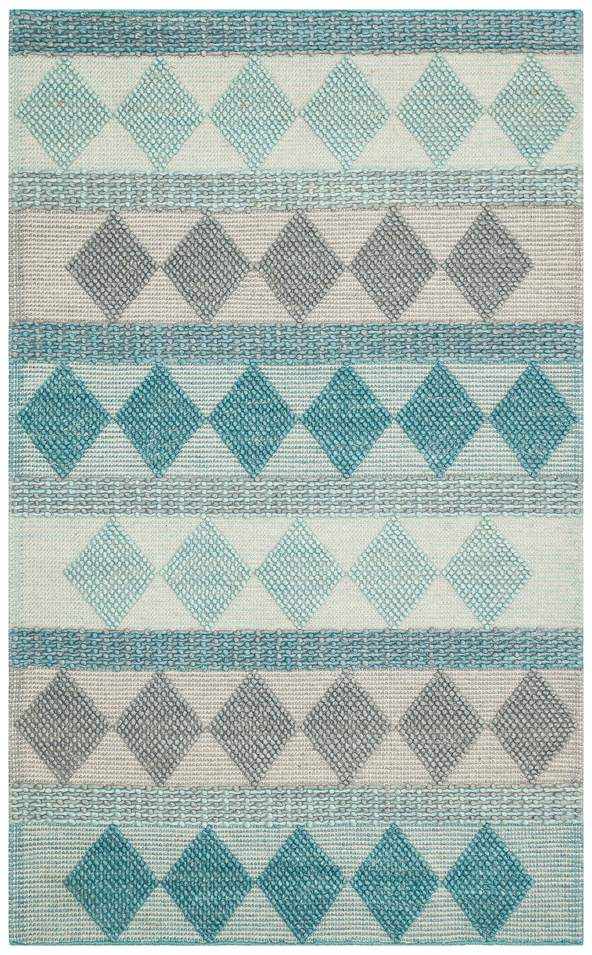 JADE JD 01 BLUE Naturel Kazak Örgü Desenli El Dokuma Örgü Halı