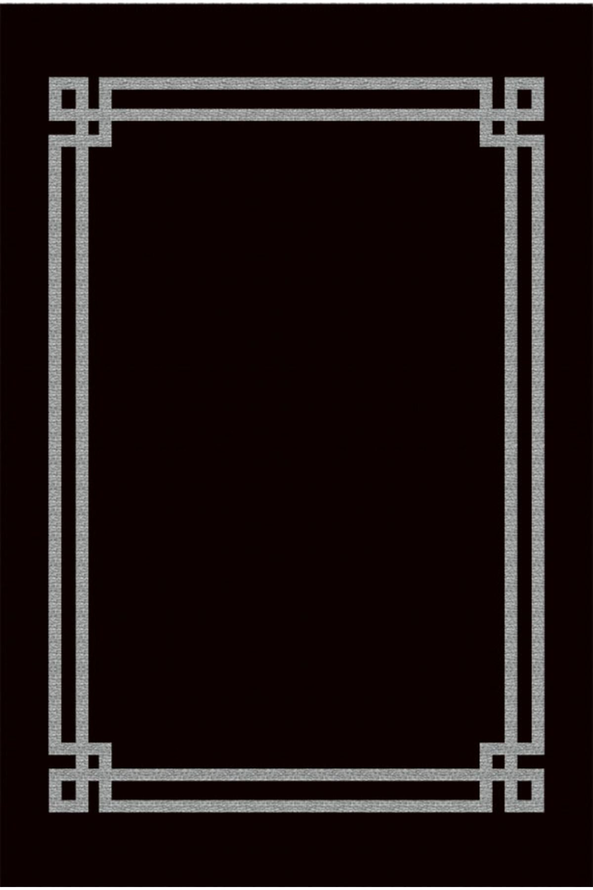 Halı Vagonu 2063 Siyah Çerçeveli Klasik Dekoratif Pamuk Dokuma Halı Modeli