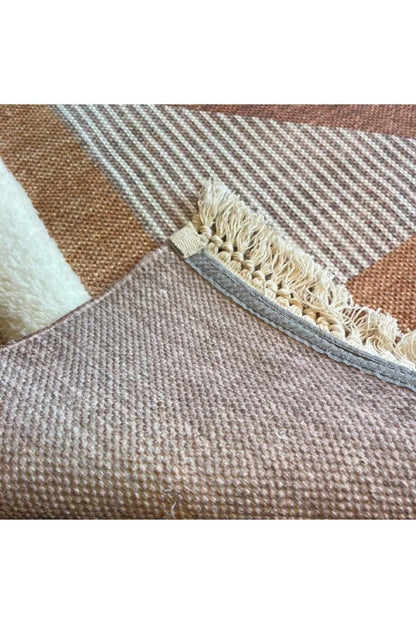 Tafting Kilim Serisi Üzeri Peluşlu Dokuma Taban Dekoratif Kilim