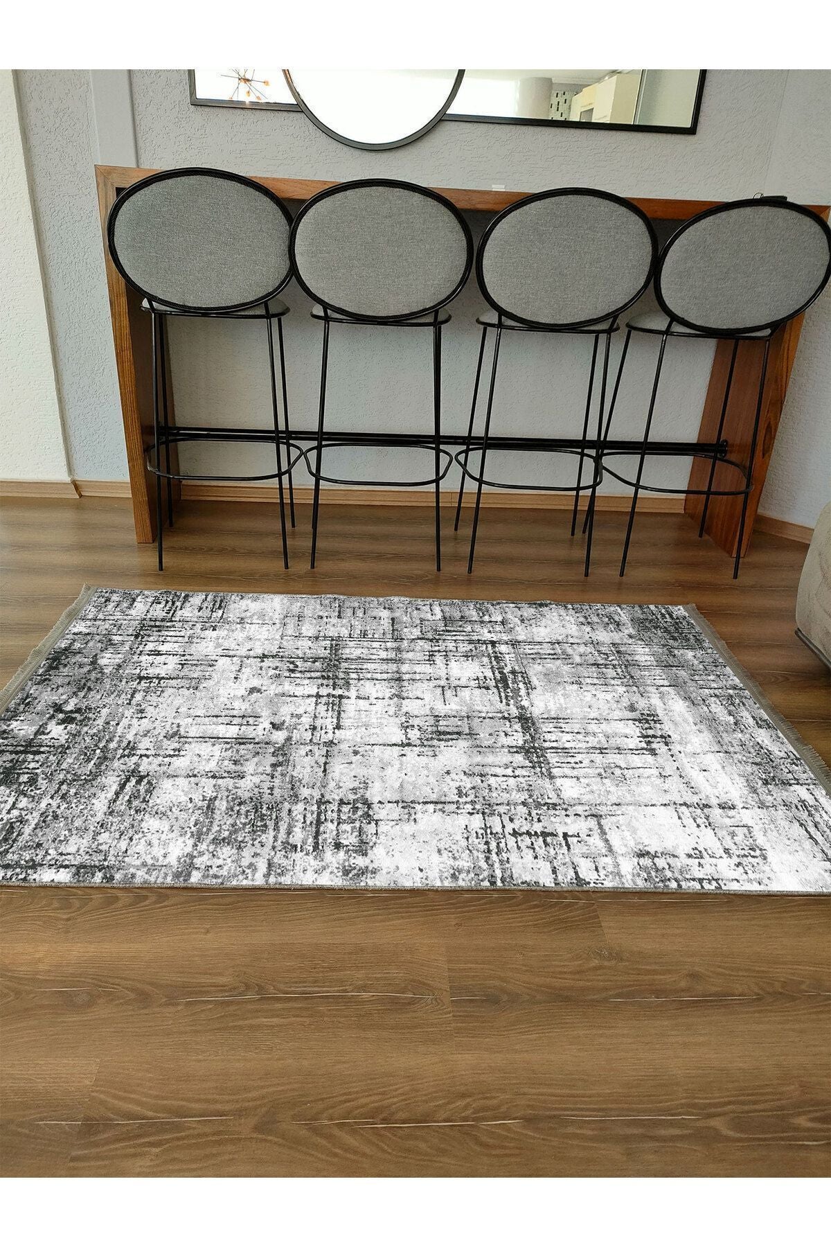 mars halı gri Tonunda dekoratif kilim Salon Halısı Peluş Halı Saçaklı Yıkanabilen Halı